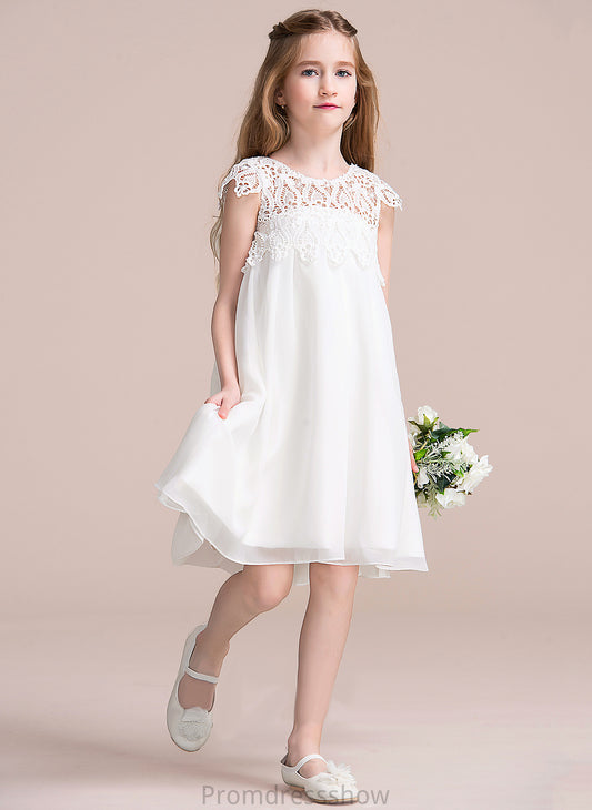 - Flower Sleeveless Flower Girl Dresses Girl Knee-length Dress Neck Angela Chiffon/Lace Empire Scoop