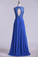 2024 V Neck Cap Sleeves Prom Dresses Chiffon Floor Length With Applique & Sash Backless