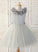 Neck A-Line Satin/Tulle Aubrie Flower Bow(s) Flower Girl Dresses With Knee-length - Dress Scoop Sleeveless Girl