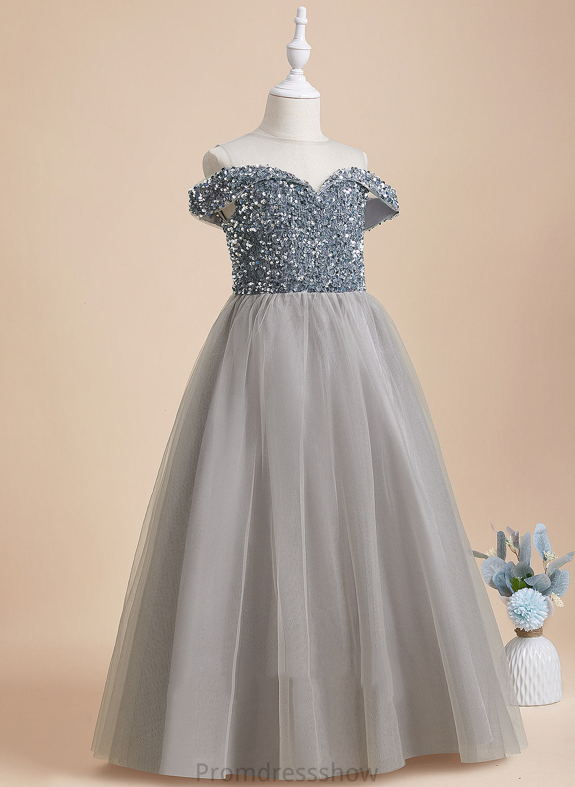 A-Line Flower Girl Dresses - Dress Tulle/Sequined Scoop Girl Violet Sleeveless Flower Floor-length Neck