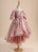 With Girl Dress Neck Tulle Asymmetrical Nola Flower Sleeves Scoop Ball-Gown/Princess Flower Girl Dresses Beading/Flower(s) - 1/2