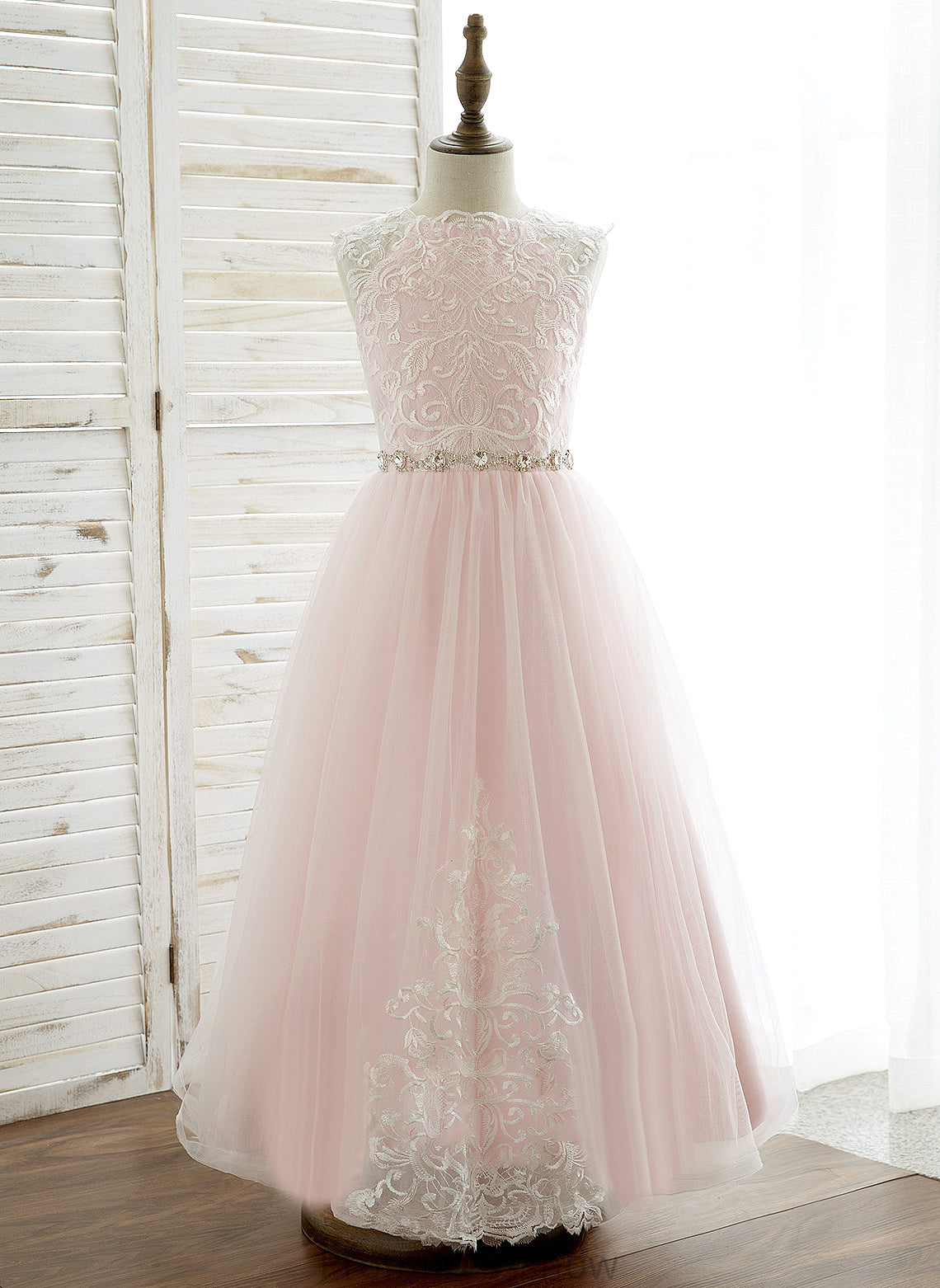 Sleeveless Ankle-length Girl Flower - Lexie A-Line/Princess Dress Scoop With Tulle/Lace Flower Girl Dresses Neck Rhinestone