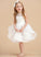 Flower Girl Dresses Kyla - Organza V Ball-Gown/Princess Sleeveless With Back Knee-length Neck Dress Girl Scoop Flower