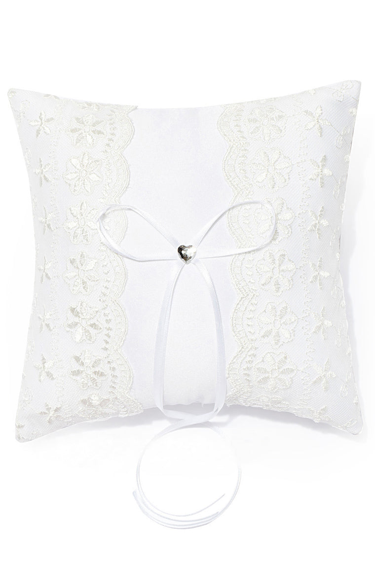 Lovely Ring Pillow Satin With Pearl/Lace