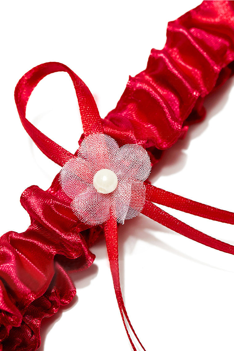 Charming Satin With Ribbons Flower Wedding Garters