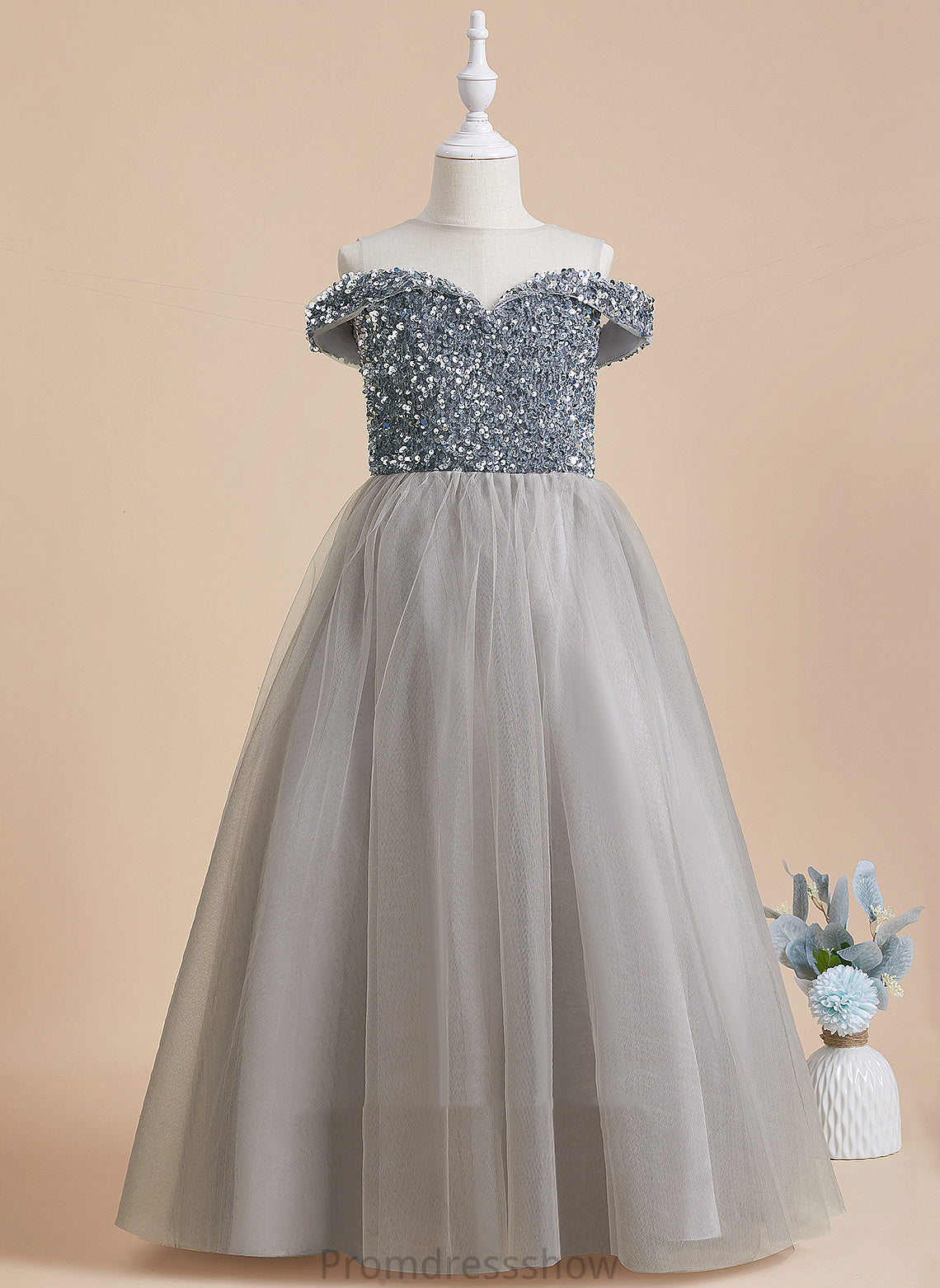 A-Line Flower Girl Dresses - Dress Tulle/Sequined Scoop Girl Violet Sleeveless Flower Floor-length Neck