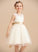 Hole Azaria A-Line Sash/Beading/Back - With Girl Sleeveless Scoop Knee-length Flower Girl Dresses Flower sash) Tulle/Lace Dress (Detachable Neck