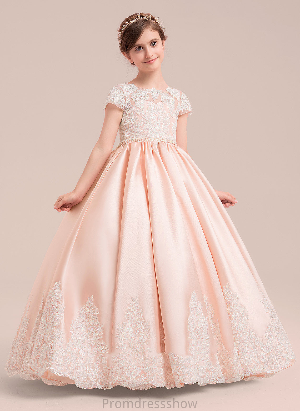 NOT Neck Ball included) Flower Flower Girl Dresses - Satin/Tulle/Lace Sleeves Girl Scoop Short Floor-length (Petticoat Gown Beading Viola Dress With