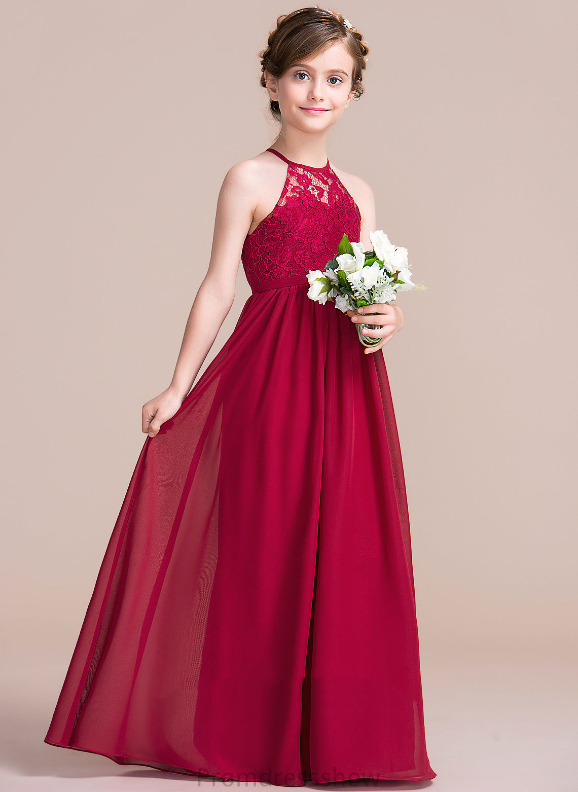 Dress Chiffon/Lace Flower Girl Dresses A-Line Girl Flower Neck - Scoop Floor-length Kaylen Sleeveless
