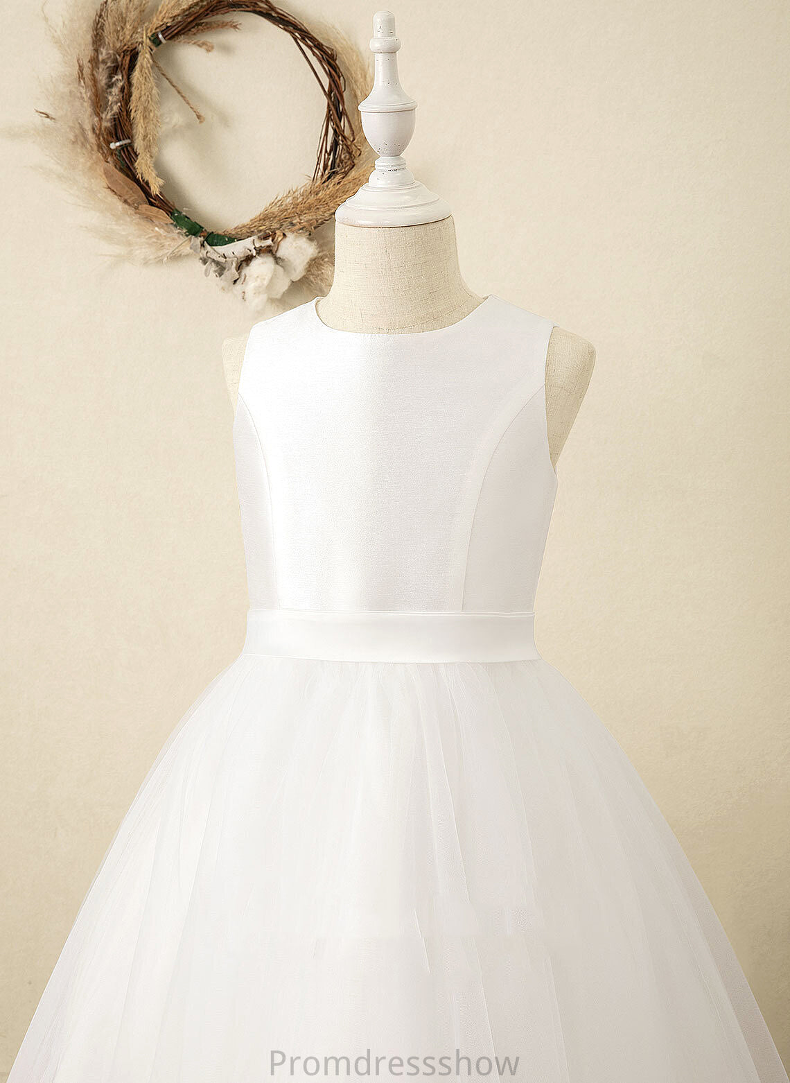 Anabel Scoop Tea-length Flower Girl Dresses Dress - Satin/Tulle Girl Sleeveless A-Line Neck Flower