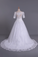 2023 New Arrival Wedding Dresses Boat Neck Short Sleeves Chapel Train With Applique