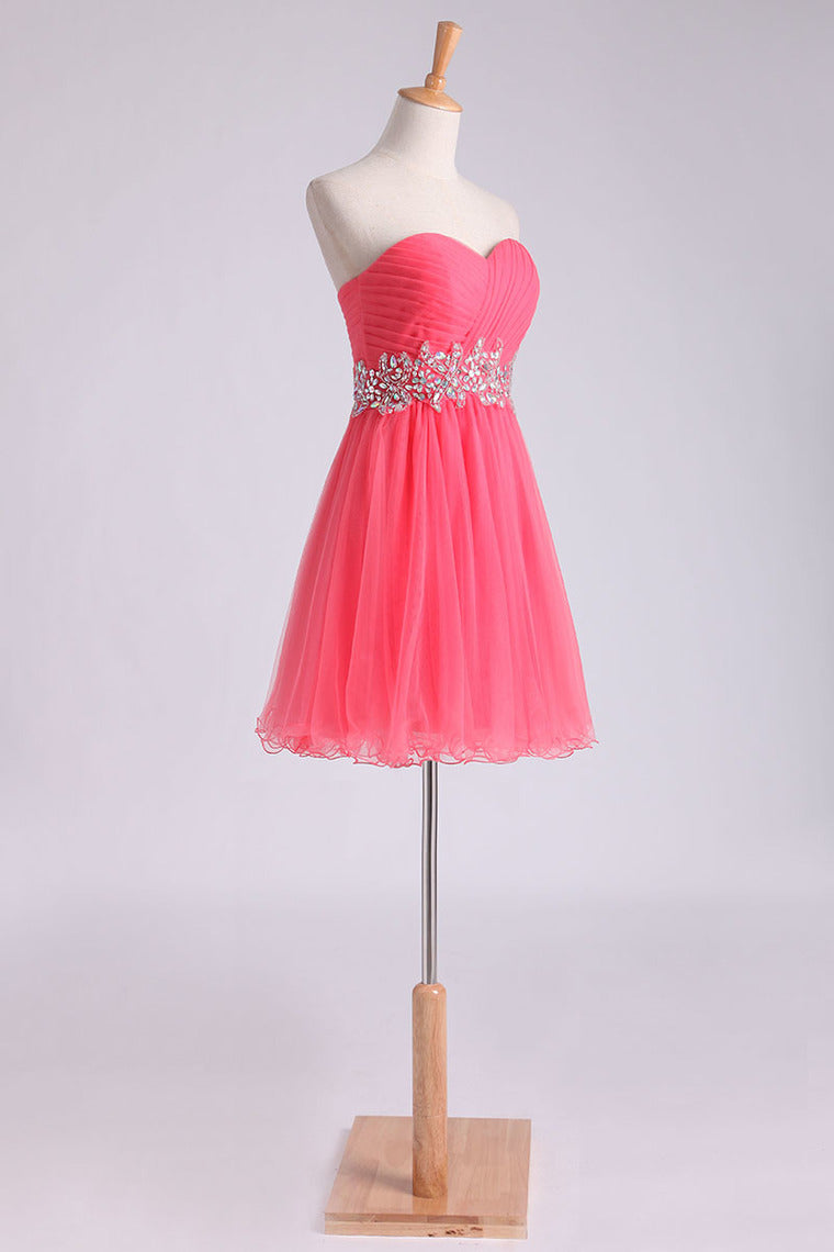 2023 Homecoming Dress Sweetheart Pleated Bodice A Line Short/Mini Tulle