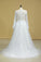 2023 Plus Size Long Sleeves Wedding Dresses Scoop A Line Tulle & Lace Sweep Train