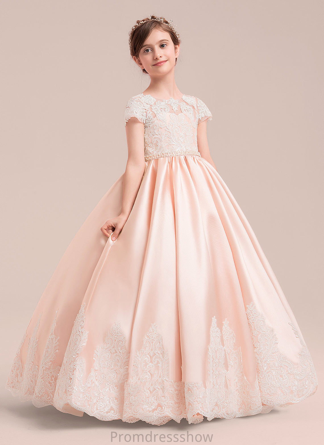 NOT Neck Ball included) Flower Flower Girl Dresses - Satin/Tulle/Lace Sleeves Girl Scoop Short Floor-length (Petticoat Gown Beading Viola Dress With