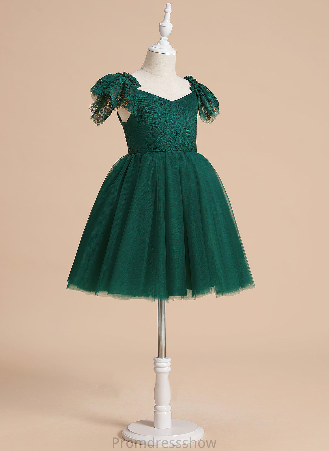 Knee-length A-Line Tulle/Lace - V-neck Flower Dress Girl Flower Girl Dresses Robin Sleeveless