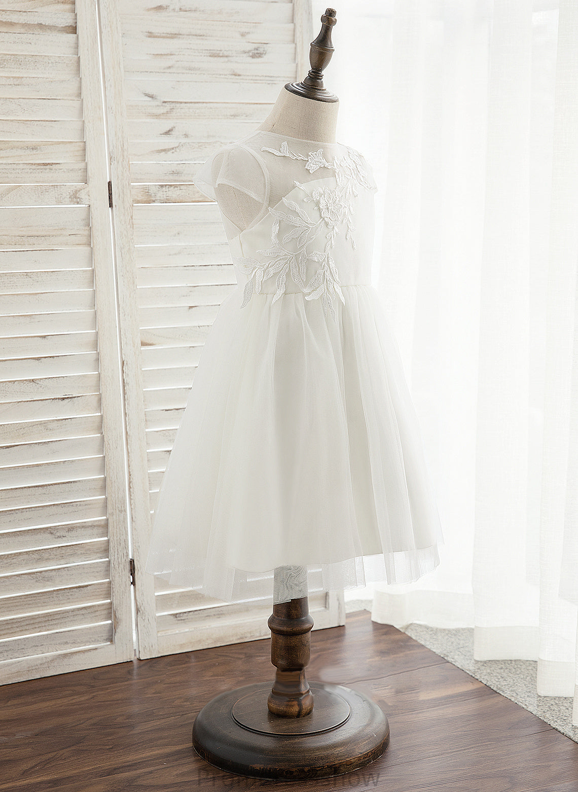 Scoop Flower Sleeveless - Girl Anya Flower Girl Dresses Knee-length Dress Tulle/Lace Neck A-Line