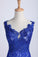 2023 Evening Dresses Bateau Mermaid With Deep V Shape Back Lace&Tulle Dark Royal Blue