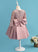 Long Girl A-Line Livia Satin/Lace - Dress With Bow(s) Scoop Flower Girl Dresses Flower Knee-length Neck Sleeves