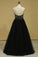 2023 Plus Size Black A Line Prom Dresses Sweetheart Tulle With Applique & Beads Floor Length