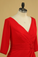 2023 Red Plus Size Mother Of The Bride Dresses V Neck 3/4 Length Sleeve Spandex With Beads Mermaid
