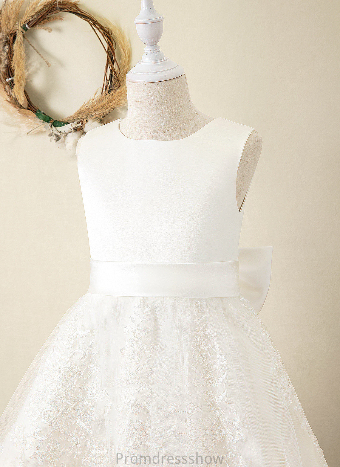 sash) With (Undetachable Addisyn Bow(s) Flower Satin/Lace Flower Girl Dresses Neck - Scoop Sleeveless Girl Knee-length Ball-Gown/Princess Dress