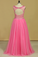 2023 Open Back Prom Dresses Scoop A Line Beaded Bodice Floor Length Tulle