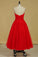 2023 Red Sweetheart Prom Dresses A Line Tulle With Ruffles Ankle Length Size 8