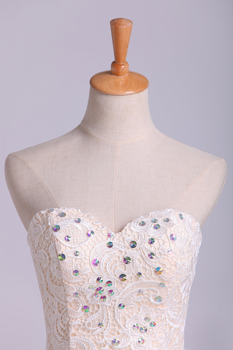 2023 Lace Prom Dress Sweetheart Column Short/Mini