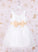 Tulle/Lace With Sleeveless A-Line V-neck Dress Girl - Rosa Flower Knee-length Sash/Beading/Bow(s) Flower Girl Dresses