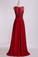 2023 Bateau Prom Dresses A Line Floor Length With Embroidery&Beads Chiffon&Tulle