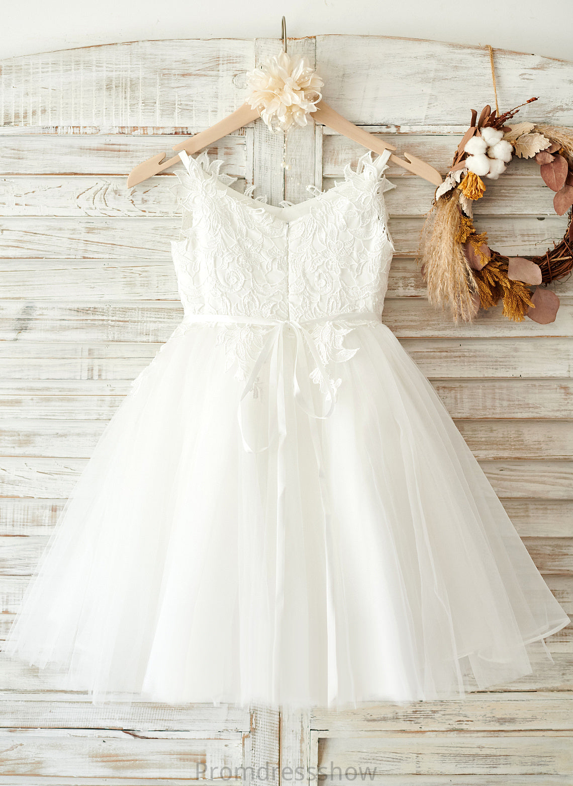 Sleeveless Adalyn Flower Girl Dresses - Tulle/Lace Flower Knee-length Straps Dress A-Line Girl