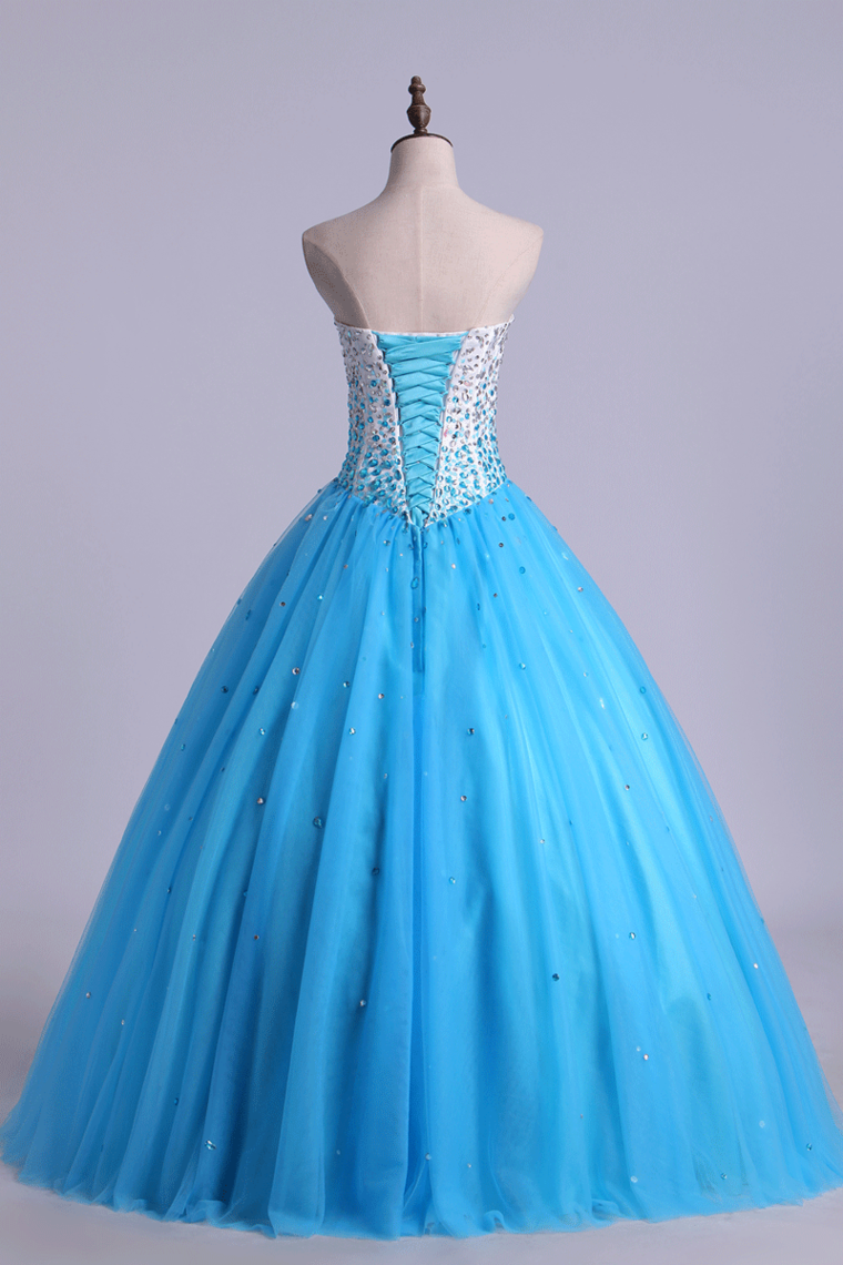 2023 Bicolor Quinceanera Dresses Sweetheart Ball Gown Floor-Length With Beads Tulle Lace Up