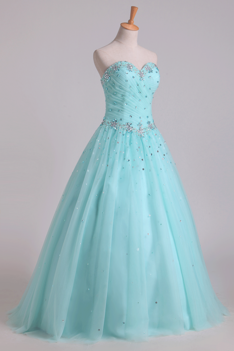 2024 Quinceanera Dresses Pleated Bodice Sweetheart Ball Gown Floor-Length