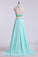 2024 Prom Dresses Two Pieces Halter A Line Chiffon Beaded Bodice