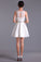 2024 Homecoming Dresses Scoop A Line Satin&Lace