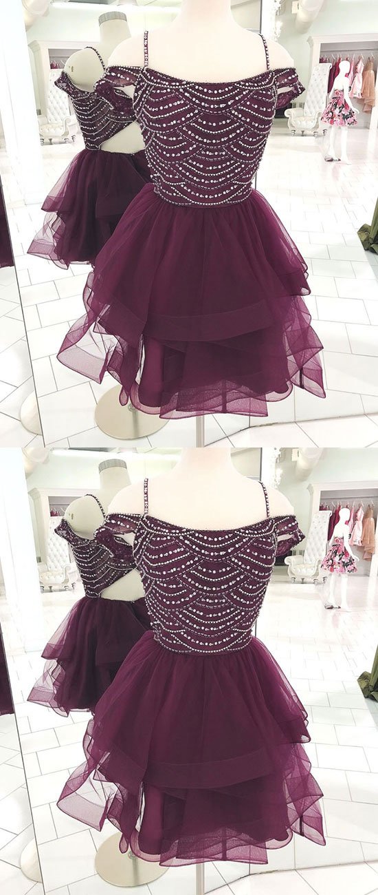Dayanara Homecoming Dresses Cute Tulle Sequin Short Dress Cute HC1018