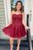 Elegant Tulle Appliques Burgundy Christina Homecoming Dresses Short HC10652