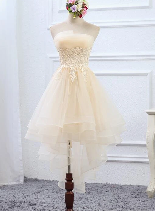 Light Champagne High Nola Homecoming Dresses Low Tulle Layers HC11644