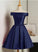 Beautiful Hanna Homecoming Dresses Satin Navy Blue Knee Length HC11775