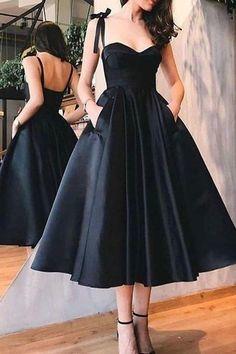 Straps Black Homecoming Dresses Adrienne Short Dresses With Pockets HC11825