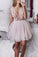 Tulle Taliyah Homecoming Dresses Pink Applique V-Neck Short Dress HC11984