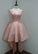 Stylish Round Neck High Low Lace Pink Viv Homecoming Dresses HC12024
