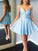 Blue A-Line Dresses Spaghetti Jill Cocktail Homecoming Dresses Straps HC12132