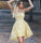 Yellow Cocktail Marina Homecoming Dresses Strapless Appliques Short Dresses HC12304