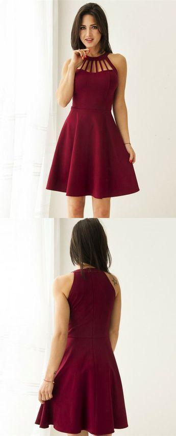 Burgundy Short Elegant Party Lori Homecoming Dresses Gowns Simple Fall HC12999