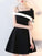 Black Contrast Chasity Homecoming Dresses Skew Neckline Slip Mini Dress HC13317