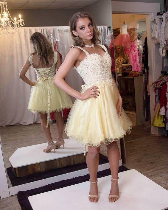 Sweetheart Strapless Applique Sophronia Homecoming Dresses Lace Tulle HC13793