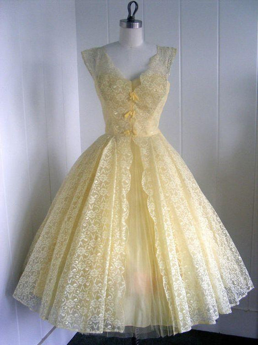 1950S Vintage Ball Gown Homecoming Dresses Skyla Cocktail Lace V Neck Mini Short Dress