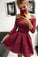 Homecoming Dresses Lace Lyric Off-The-Shoulder Long Sleeves Burgundy HC1446