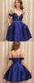 Spaghetti A Line Royal Blue Homecoming Dresses Marissa Straps With Appliques HC1463